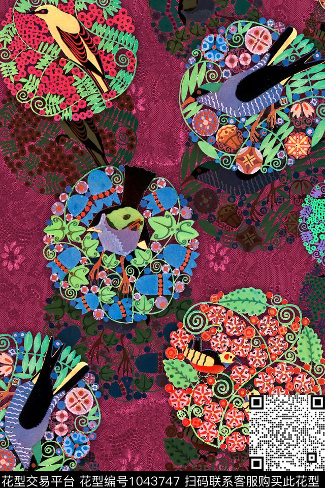 民族风中国风网布蕾丝数码印花华亿平台下载（图片编号: 1043747） - 瓦栏（Walan）