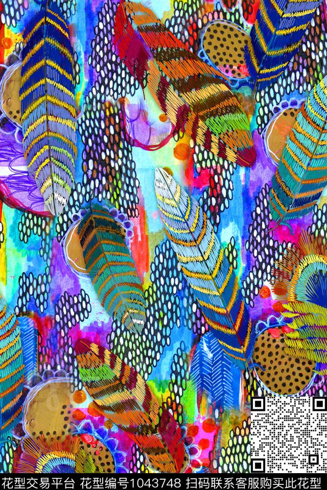 肌理羽毛数码印花华亿平台下载（图片编号: 1043748） - 瓦栏（Walan）