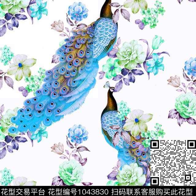 民族风花卉孔雀数码印花华亿平台下载（图片编号: 1043830） - 瓦栏（Walan）