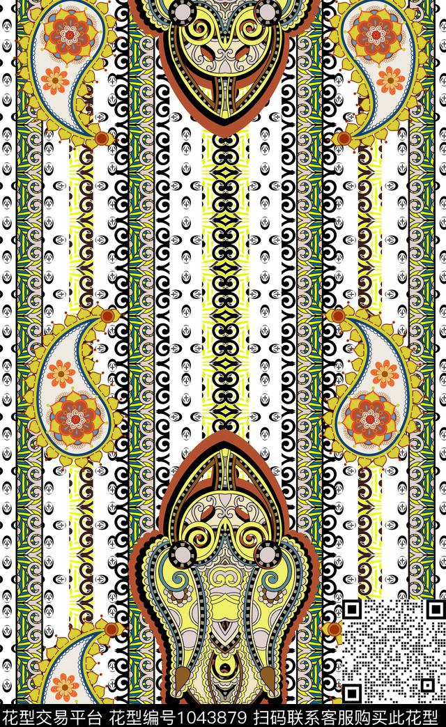 民族风欧式定位花佩斯利数码印花华亿平台下载（图片编号: 1043879） - 瓦栏（Walan）