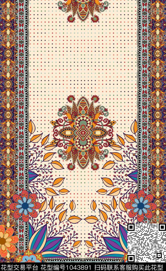 民族风欧式定位花佩斯利数码印花华亿平台下载（图片编号: 1043891） - 瓦栏（Walan）