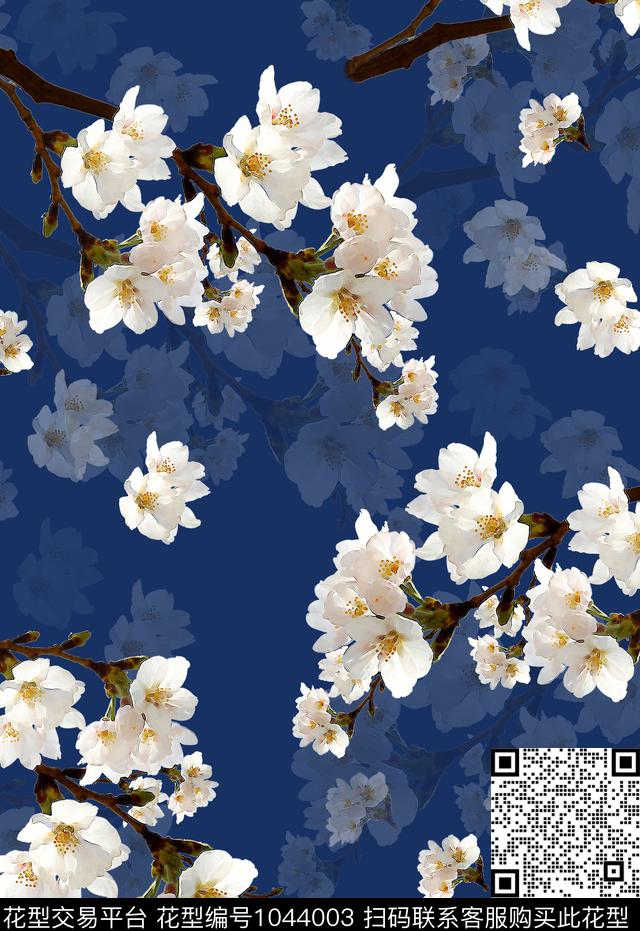 抽象花卉花卉桃花数码印花华亿平台下载（图片编号: 1044003） - 瓦栏（Walan）