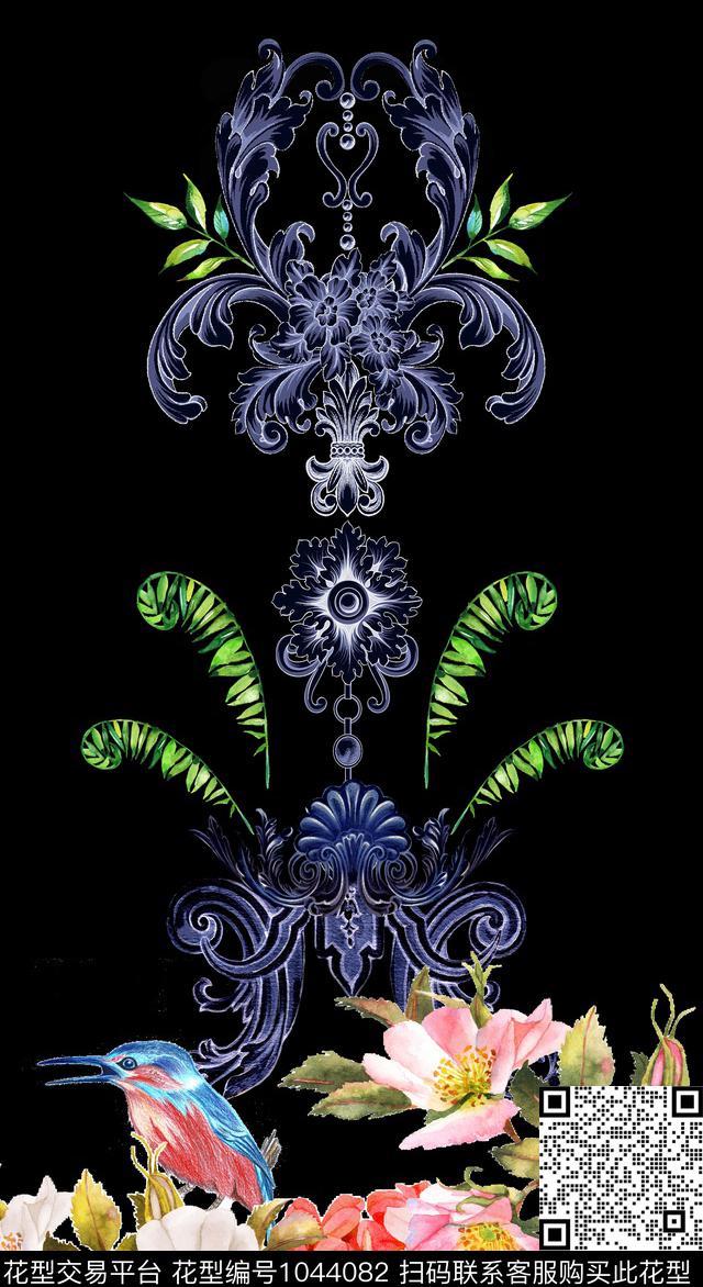 卷草水彩花卉花鸟数码印花华亿平台下载（图片编号: 1044082） - 瓦栏（Walan）