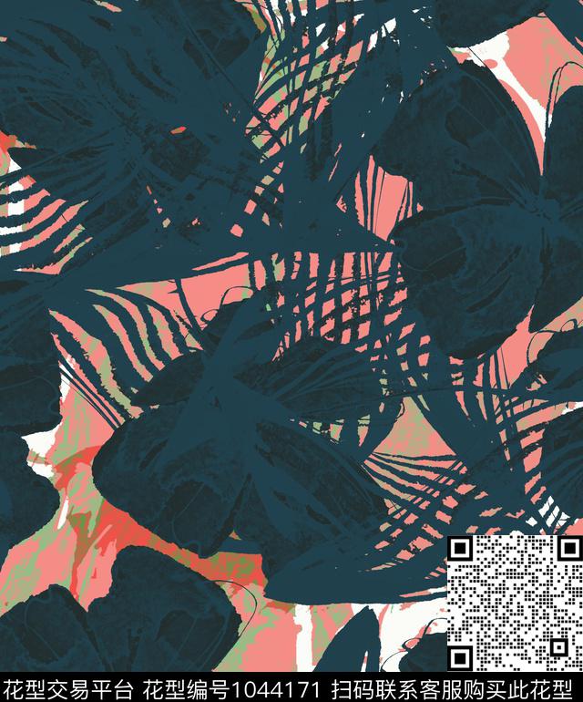 植物抽象花卉数码印花华亿平台下载（图片编号: 1044171） - 瓦栏（Walan）