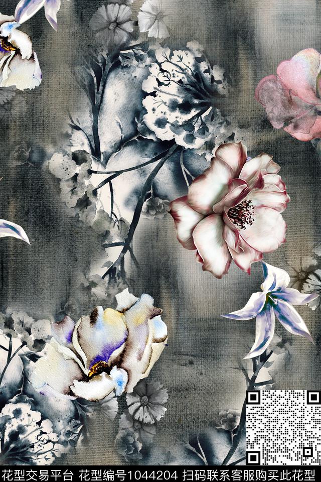 肌理水彩花卉花卉数码印花华亿平台下载（图片编号: 1044204） - 瓦栏（Walan）
