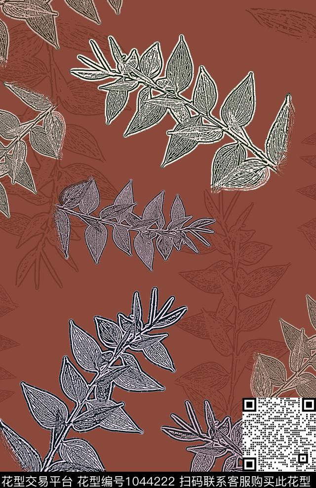 抽象风格化花卉男装休闲花卉传统印花华亿平台下载（图片编号: 1044222） - 瓦栏（Walan）