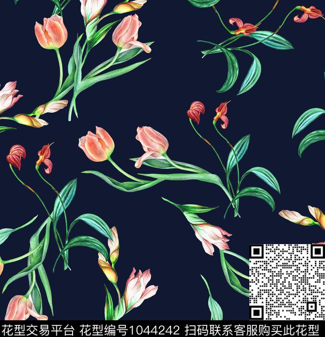 数码华亿平台花卉大牌风数码印花华亿平台下载（图片编号: 1044242） - 瓦栏（Walan）