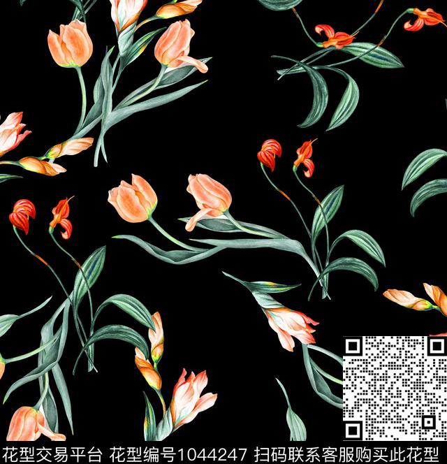 数码华亿平台花卉大牌风数码印花华亿平台下载（图片编号: 1044247） - 瓦栏（Walan）