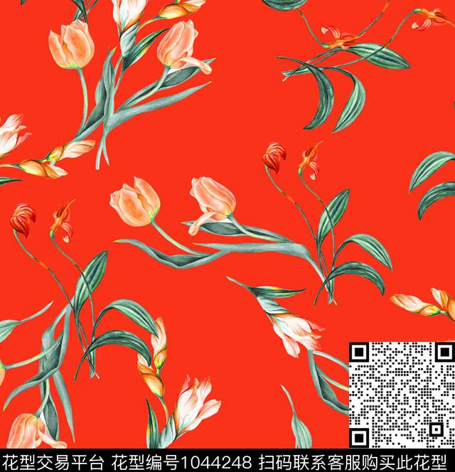 数码华亿平台花卉大牌风数码印花华亿平台下载（图片编号: 1044248） - 瓦栏（Walan）