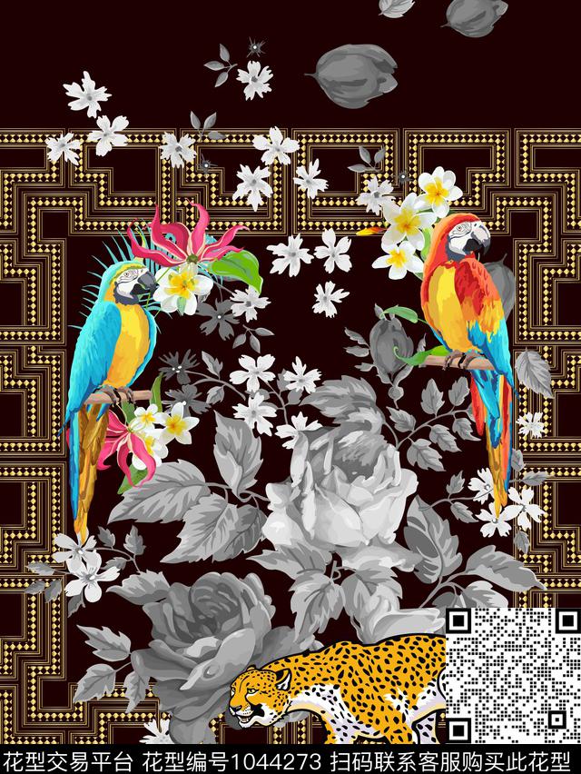 男装花卉鹦鹉数码印花华亿平台下载（图片编号: 1044273） - 瓦栏（Walan）