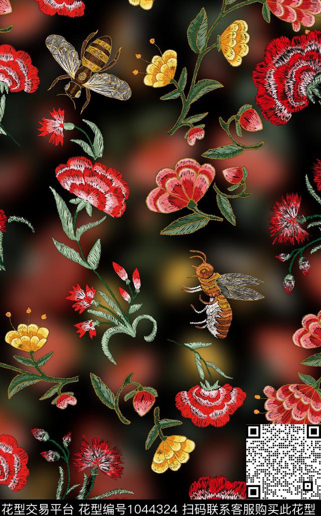 植物绣花华亿平台花卉数码印花华亿平台下载（图片编号: 1044324） - 瓦栏（Walan）