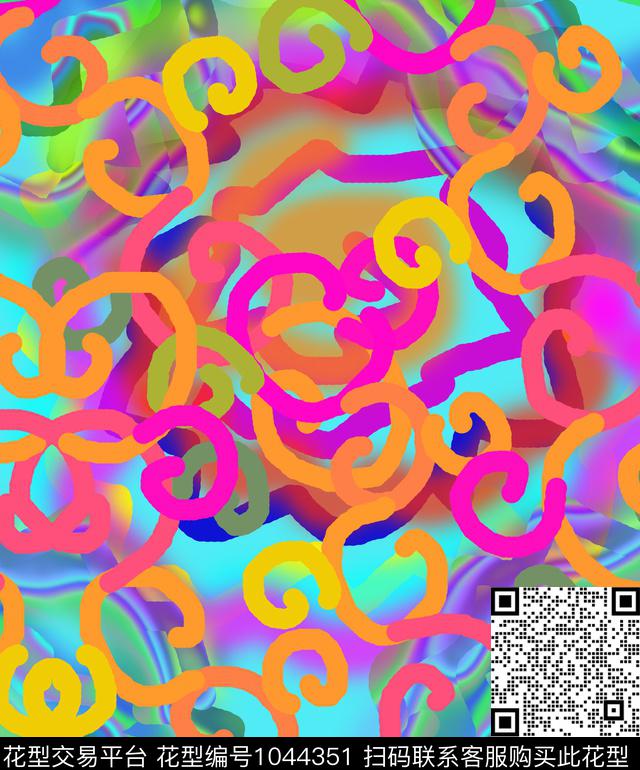 抽象几何混合拼接数码印花华亿平台下载（图片编号: 1044351） - 瓦栏（Walan）