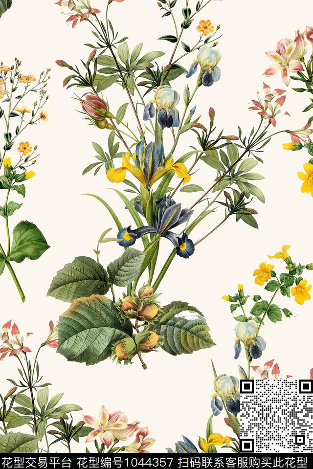 植物花卉年轻女性数码印花华亿平台下载（图片编号: 1044357） - 瓦栏（Walan）