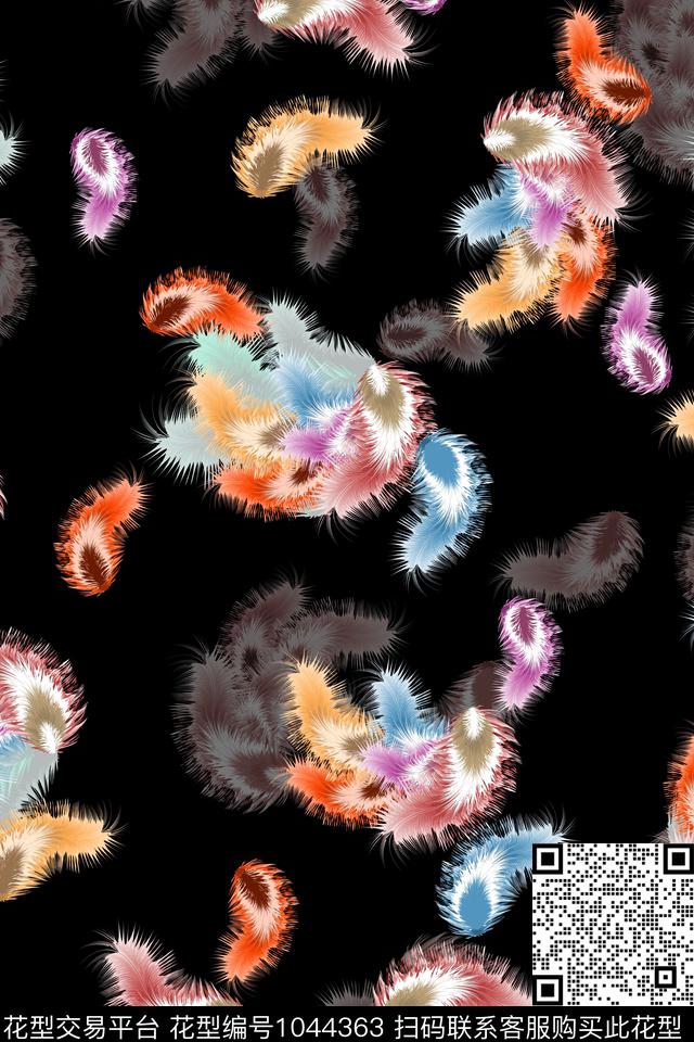 抽象羽毛中老年数码印花华亿平台下载（图片编号: 1044363） - 瓦栏（Walan）