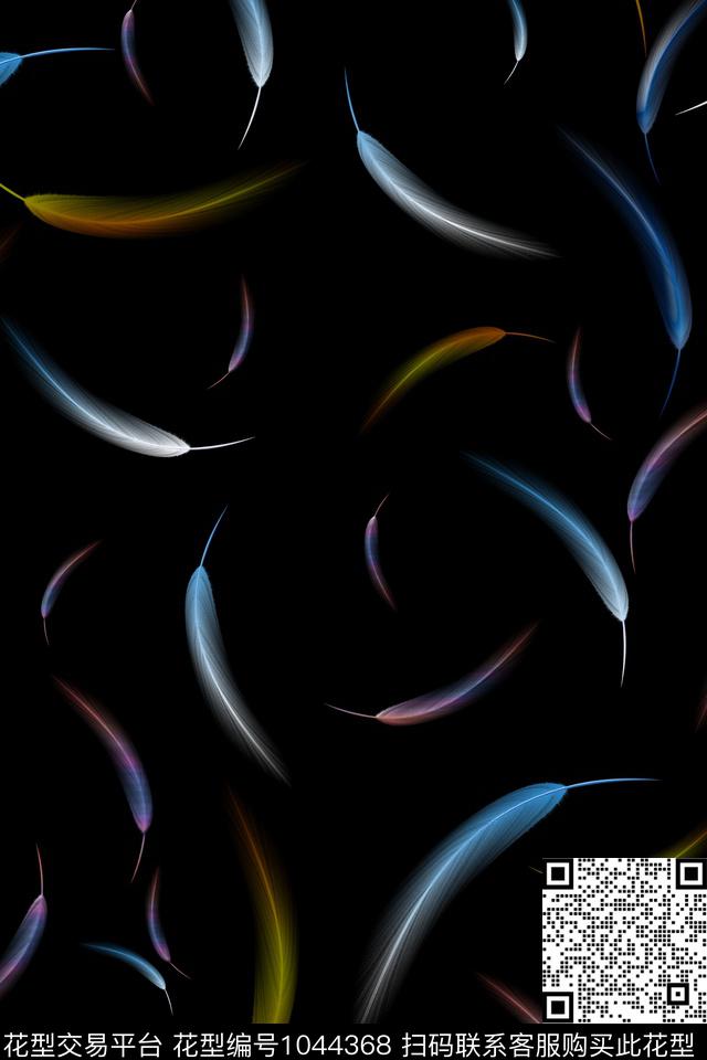 衬衫羽毛渐变数码印花华亿平台下载（图片编号: 1044368） - 瓦栏（Walan）