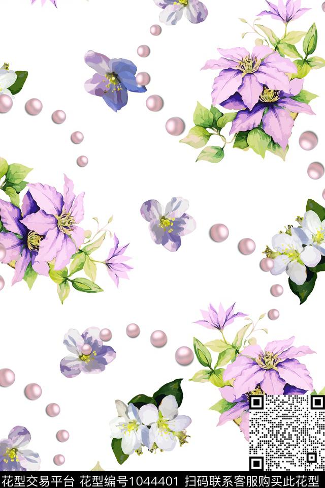花卉梨花珍珠数码印花华亿平台下载（图片编号: 1044401） - 瓦栏（Walan）