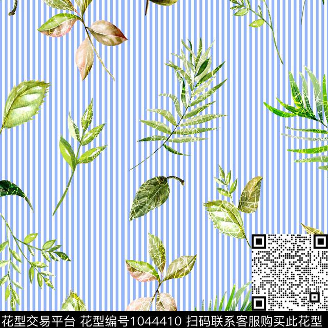 几何热带华亿平台绿植树叶数码印花华亿平台下载（图片编号: 1044410） - 瓦栏（Walan）