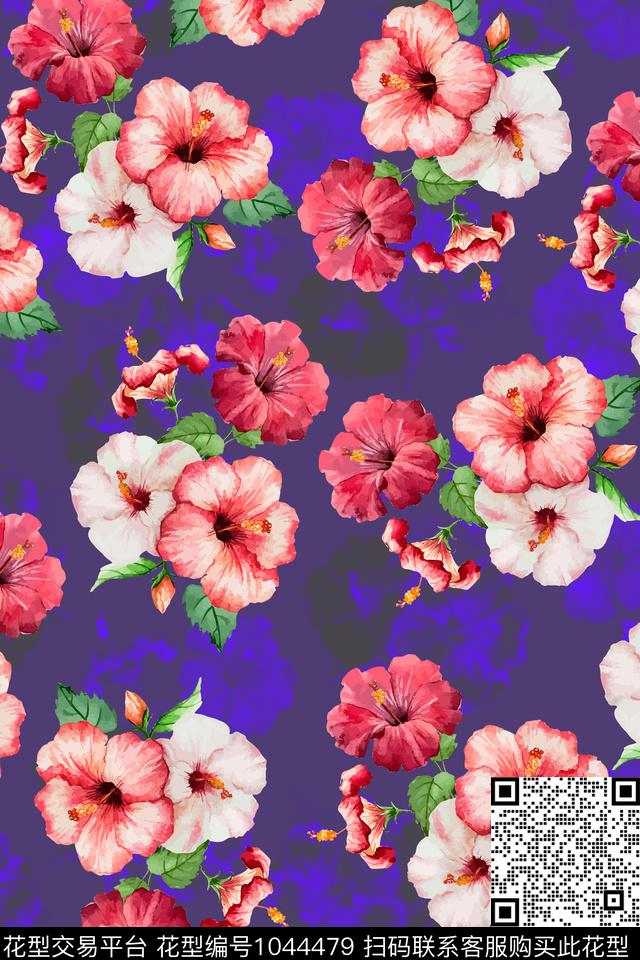 数码华亿平台水彩花卉女装数码印花华亿平台下载（图片编号: 1044479） - 瓦栏（Walan）
