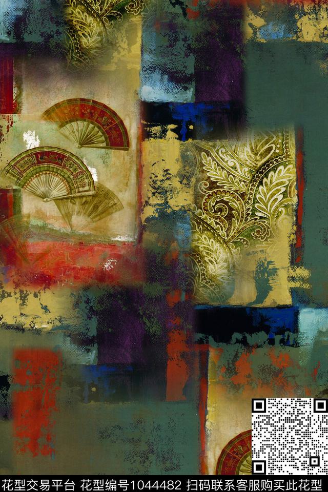 抽象几何油画华亿平台数码印花华亿平台下载（图片编号: 1044482） - 瓦栏（Walan）