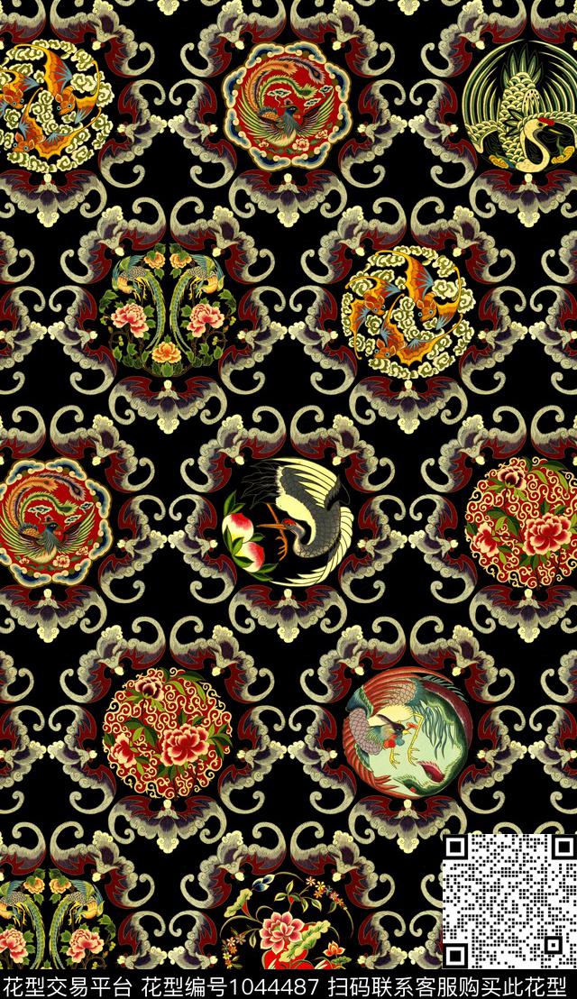 卷草民族风民族花卉数码印花华亿平台下载（图片编号: 1044487） - 瓦栏（Walan）