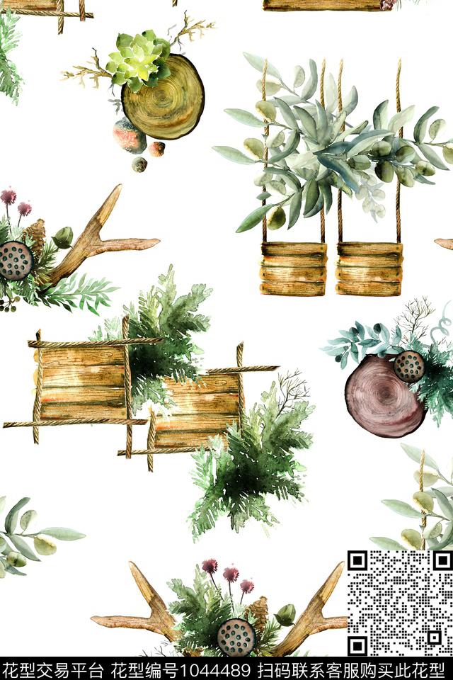 休闲手绘花卉水彩花卉数码印花华亿平台下载（图片编号: 1044489） - 瓦栏（Walan）