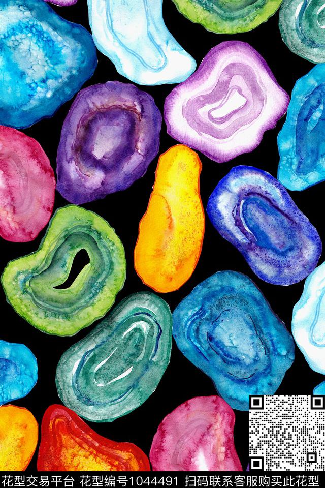 抽象纹理水彩花卉数码印花华亿平台下载（图片编号: 1044491） - 瓦栏（Walan）