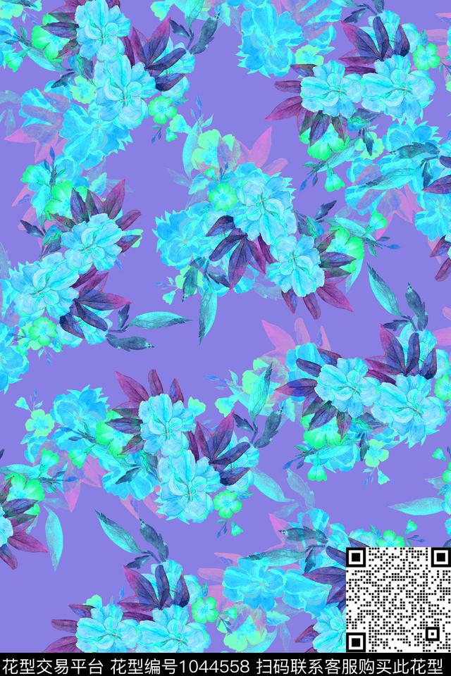 数码华亿平台水彩花卉绿植树叶数码印花华亿平台下载（图片编号: 1044558） - 瓦栏（Walan）
