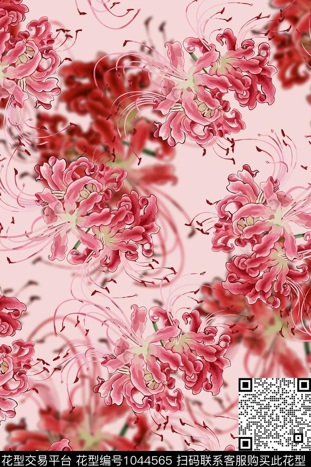 花卉清爽底花卉满版散花数码印花华亿平台下载（图片编号: 1044565） - 瓦栏（Walan）