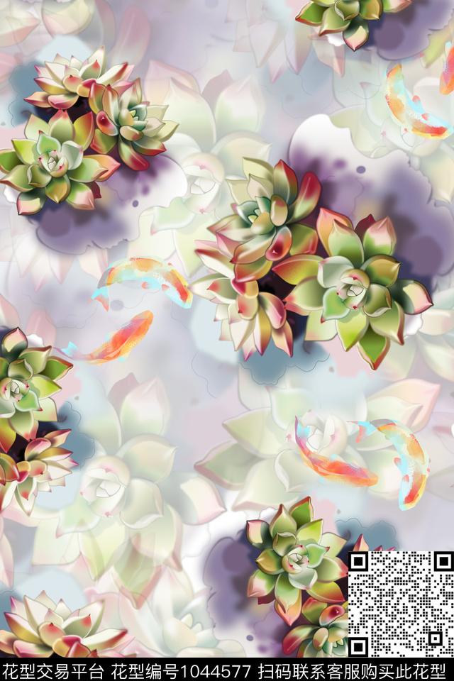 花卉清爽底花卉满版散花数码印花华亿平台下载（图片编号: 1044577） - 瓦栏（Walan）