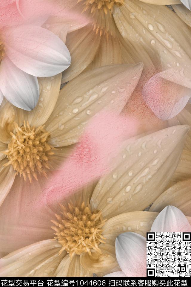 花卉清爽底花卉满版散花数码印花华亿平台下载（图片编号: 1044606） - 瓦栏（Walan）