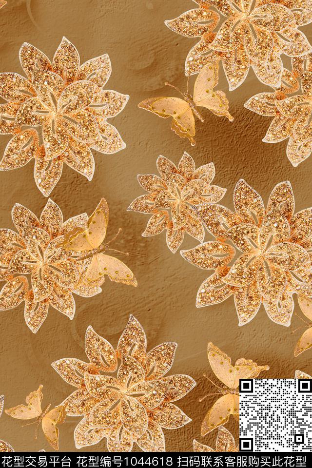 花卉清爽底花卉满版散花数码印花华亿平台下载（图片编号: 1044618） - 瓦栏（Walan）