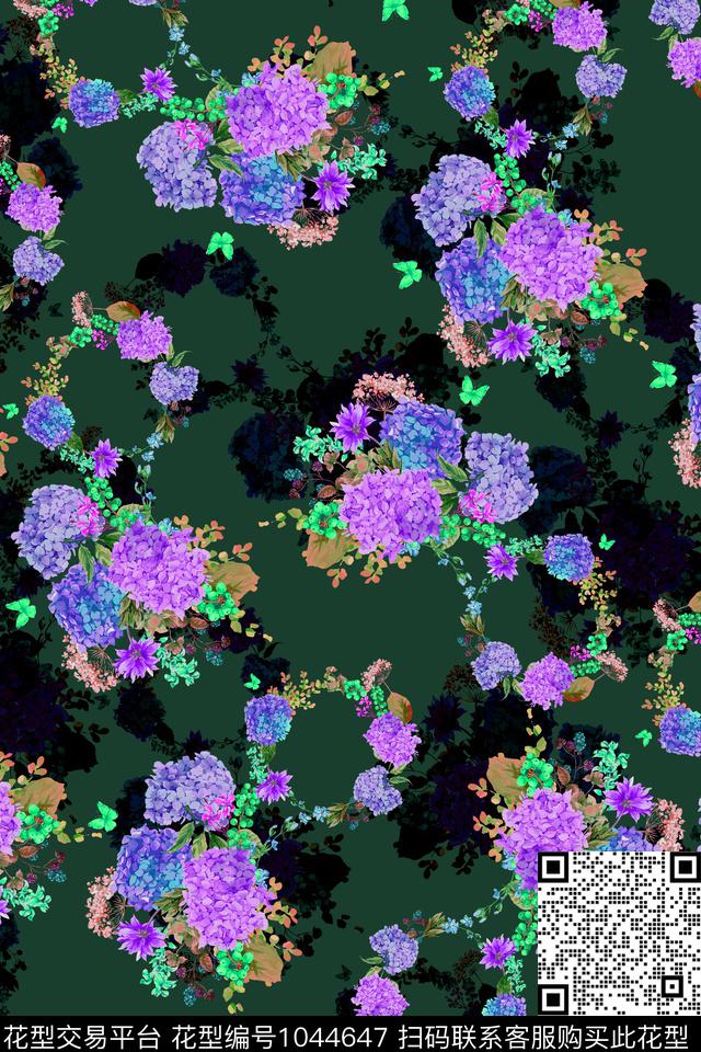 数码华亿平台水彩花卉女装数码印花华亿平台下载（图片编号: 1044647） - 瓦栏（Walan）