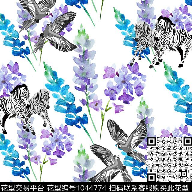 马水彩花卉花鸟数码印花华亿平台下载（图片编号: 1044774） - 瓦栏（Walan）