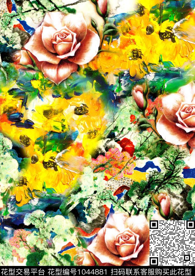 数码华亿平台民族风花卉数码印花华亿平台下载（图片编号: 1044881） - 瓦栏（Walan）