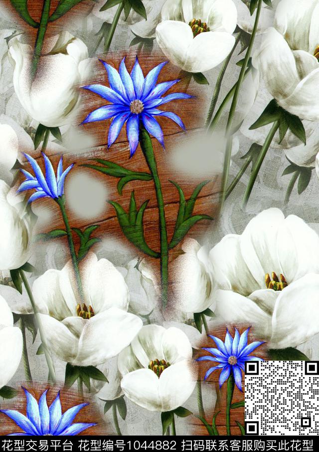 数码华亿平台民族风花卉数码印花华亿平台下载（图片编号: 1044882） - 瓦栏（Walan）