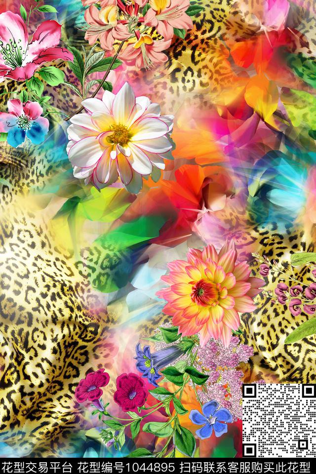 分形豹纹花卉数码印花华亿平台下载（图片编号: 1044895） - 瓦栏（Walan）