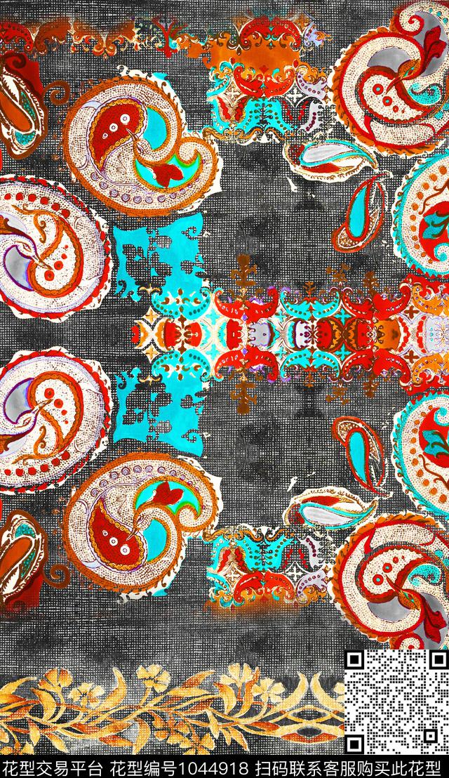数码华亿平台民族风定位花数码印花华亿平台下载（图片编号: 1044918） - 瓦栏（Walan）