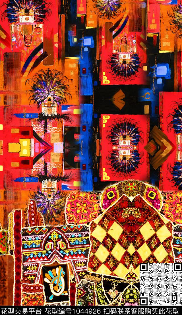 数码华亿平台民族风定位花数码印花华亿平台下载（图片编号: 1044926） - 瓦栏（Walan）