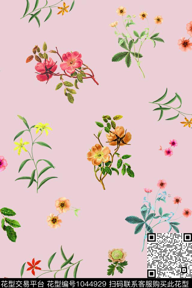 花卉连衣裙衬衣清爽底花卉数码印花华亿平台下载（图片编号: 1044929） - 瓦栏（Walan）