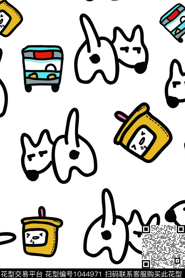 卡通可爱抽象数码印花华亿平台下载（图片编号: 1044971） - 瓦栏（Walan）