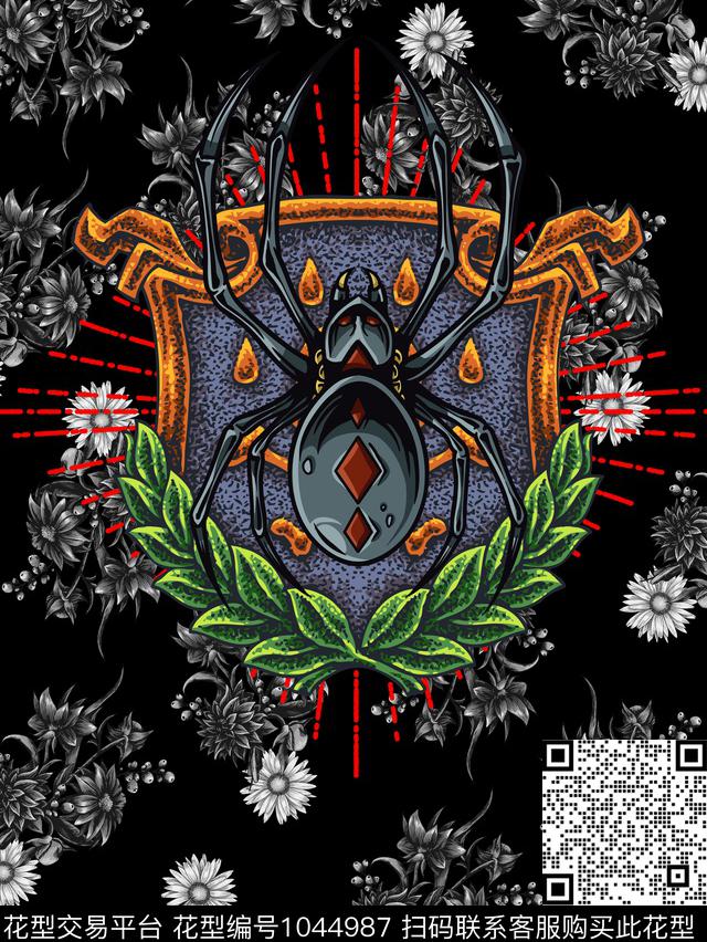 蜘蛛男装花卉数码印花华亿平台下载（图片编号: 1044987） - 瓦栏（Walan）