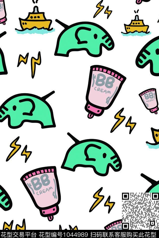 卡通可爱抽象数码印花华亿平台下载（图片编号: 1044989） - 瓦栏（Walan）
