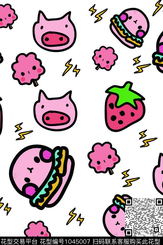 卡通可爱抽象数码印花华亿平台下载（图片编号: 1045007） - 瓦栏（Walan）