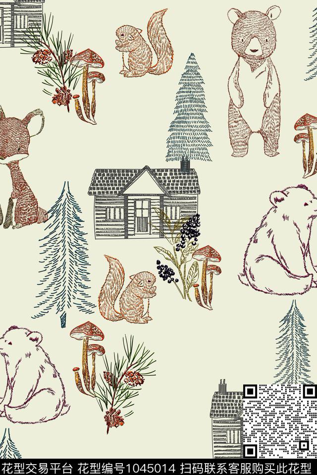 趣味动物绣花华亿平台数码印花华亿平台下载（图片编号: 1045014） - 瓦栏（Walan）