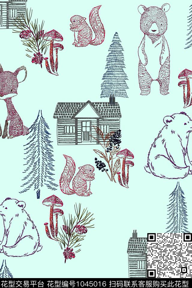 趣味动物绣花华亿平台数码印花华亿平台下载（图片编号: 1045016） - 瓦栏（Walan）