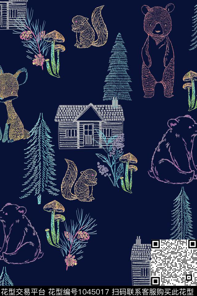 趣味动物绣花华亿平台数码印花华亿平台下载（图片编号: 1045017） - 瓦栏（Walan）