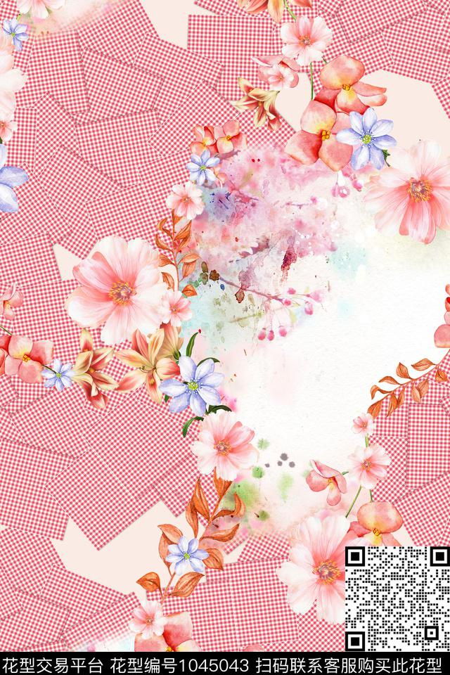 少女春夏华亿平台手绘花卉数码印花华亿平台下载（图片编号: 1045043） - 瓦栏（Walan）