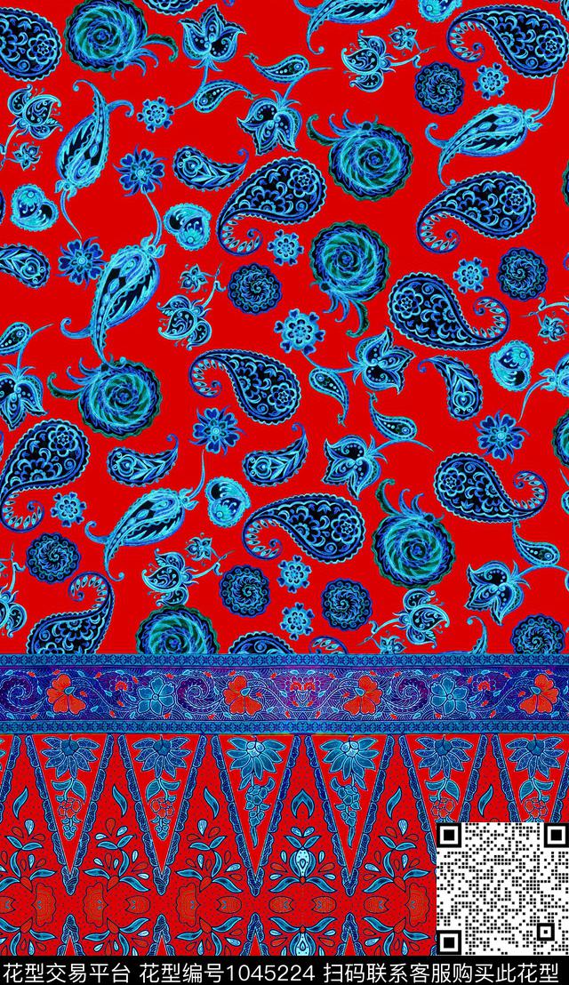 数码华亿平台民族风定位花数码印花华亿平台下载（图片编号: 1045224） - 瓦栏（Walan）