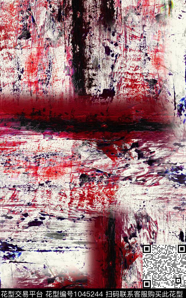 肌理抽象笔触数码印花华亿平台下载（图片编号: 1045244） - 瓦栏（Walan）