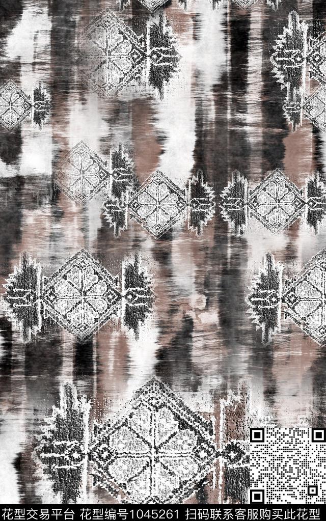 肌理抽象笔触数码印花华亿平台下载（图片编号: 1045261） - 瓦栏（Walan）